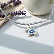 Scottish Pandora Charm | Blue Terrier Enamel Scotland Flag Coat | 925 Sterling Silver Scottie Dog