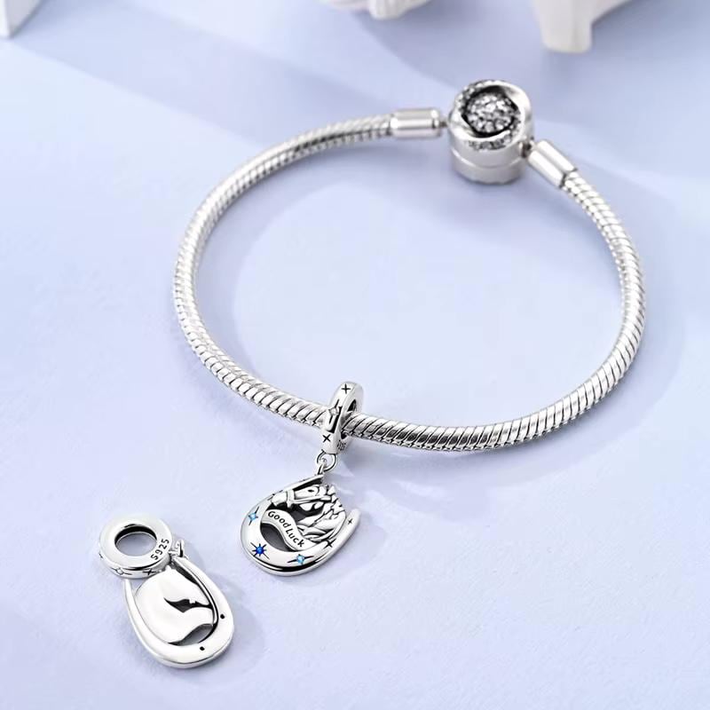 Horse Horseshoe sterling silver charm view 6