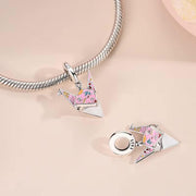 Japan Pandora Charm | Pink Origami Crane Paper Bird Pendant | 925 Sterling Silver Peace Symbol