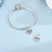 Family Pandora Charm | 925 Sterling Silver Heart Mom Dad & 2 Kids | Family Love Jewelry