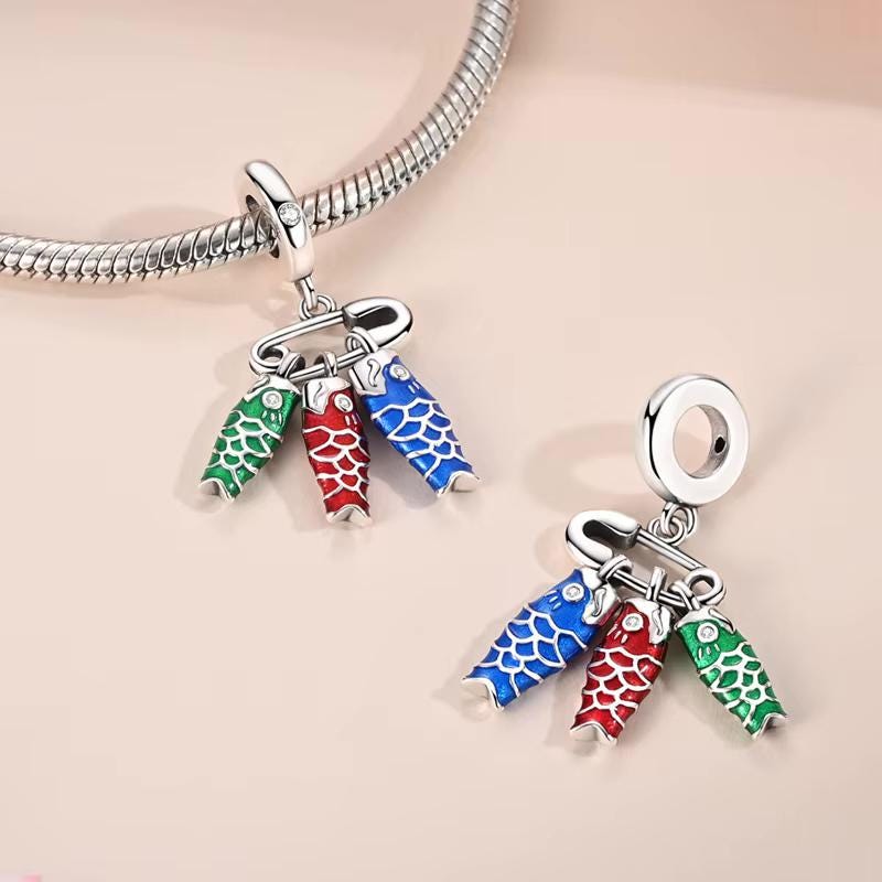 Japanese Koinobori Carp Streamer charm detail view