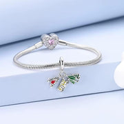 Camping Pandora Charm | Camper Van, Bonfire & Trees | 925 Sterling Silver | Nature Lover Gift