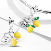 Italy Pandora Charm | House & Lemon Amalfi Coast Souvenir | 925 Sterling Silver | Capri Vacation Gift