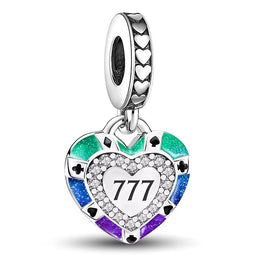 Las Vegas Pandora Charm | Lucky Casino Heart Gambling Pendant | 925 Sterling Silver Jackpot Bead