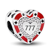 Las Vegas Pandora Charm | Red Casino Heart Bead | Lucky Poker Chip | 925 Sterling Silver