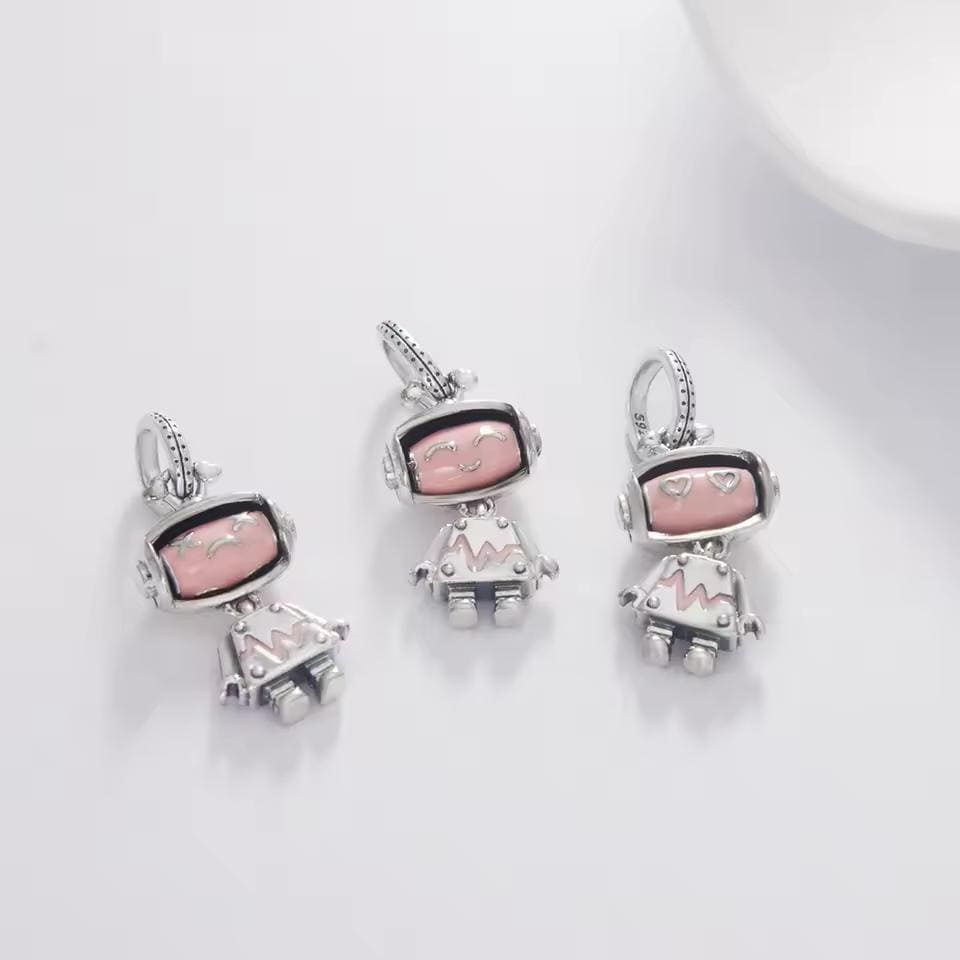 Robot Girl sterling silver charm view 6