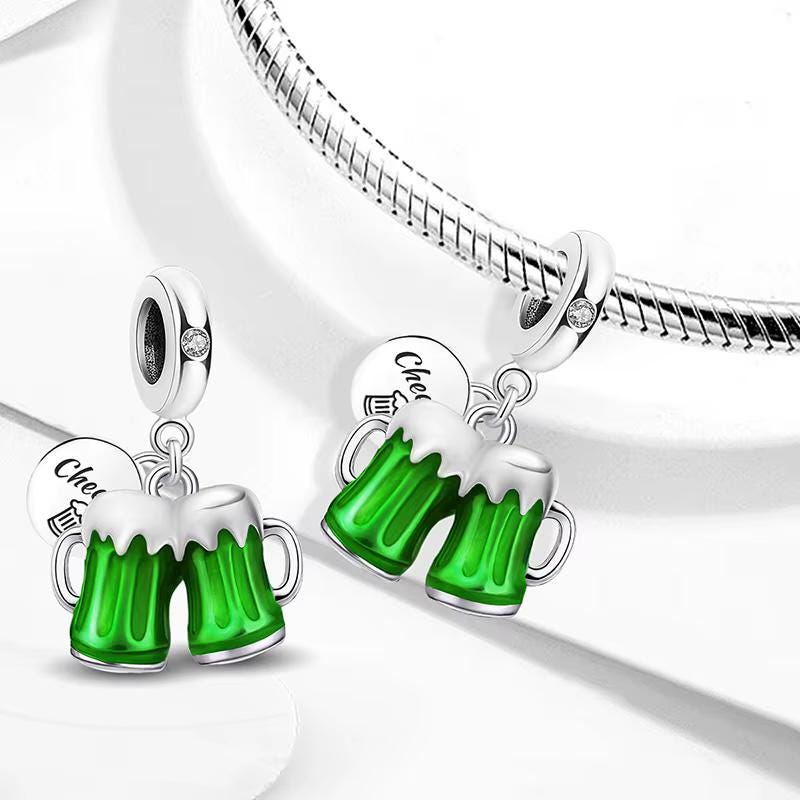 Green Beer Mugs charm detail view