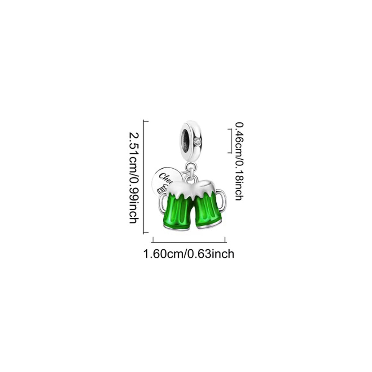 Green Beer Mugs sterling silver charm view 6
