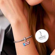 Puerto Rico Pandora Charm | 925 Sterling Silver Island Flag Map Pendant | Caribbean Souvenir