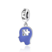Psychology Pandora Charm | Blue Head Puzzle Piece | 925 Sterling Silver | Psychologist Gift