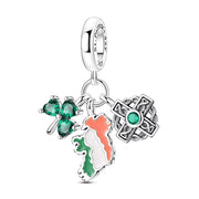 Ireland Pandora Charm | St Patrick's Day | Shamrock Celtic Cross | Irish Flag Map | Silver Dangle