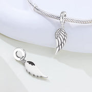 Angel Wing Pandora Charm | Guardian Angel Dangle | Silver Feather | Pavé Crystal | Memorial Protection Gift
