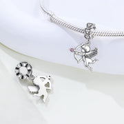 Cupid Pandora Charm | Angel of Love | Silver Dangle | Pink Heart Arrow | Valentine's Gift