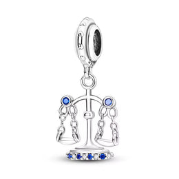 Lawyer Pandora Charm | Scales of Justice | Silver Dangle | Blue Crystal | Law Student Grad Gift