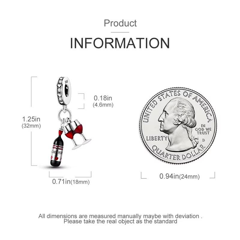 Wine sterling silver charm view 6