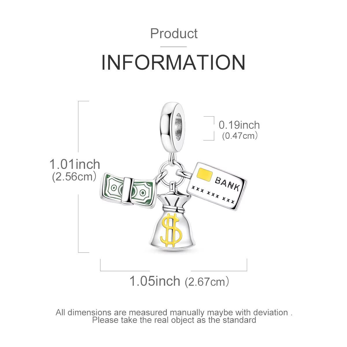 Money Bag Bank Card sterling silver charm view 6