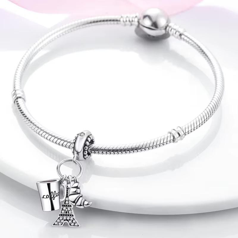 Paris Coffee Croissant sterling silver charm view 6