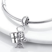 France Pandora Charm | Paris Eiffel Tower | Coffee Croissant | Silver Dangle | French Breakfast Gift