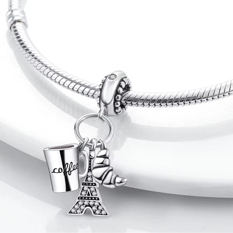 Paris Coffee Croissant charm detail view