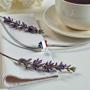 France Pandora Charm | French Map Flag | Blue White Red | Silver Bead | Paris Travel Souvenir