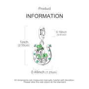 Ireland Pandora Charm | St Patrick Bear | Lucky Horseshoe | Green Crystal | Good Luck Gift