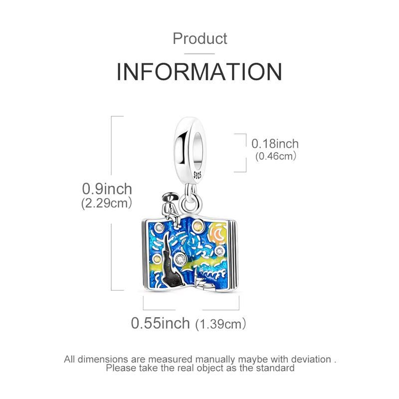 Van Gogh Starry Night Book sterling silver charm view 5