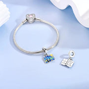 Van Gogh Starry Night Pandora Charm | Art Book Silver Dangle | Painter Gift | Blue Enamel