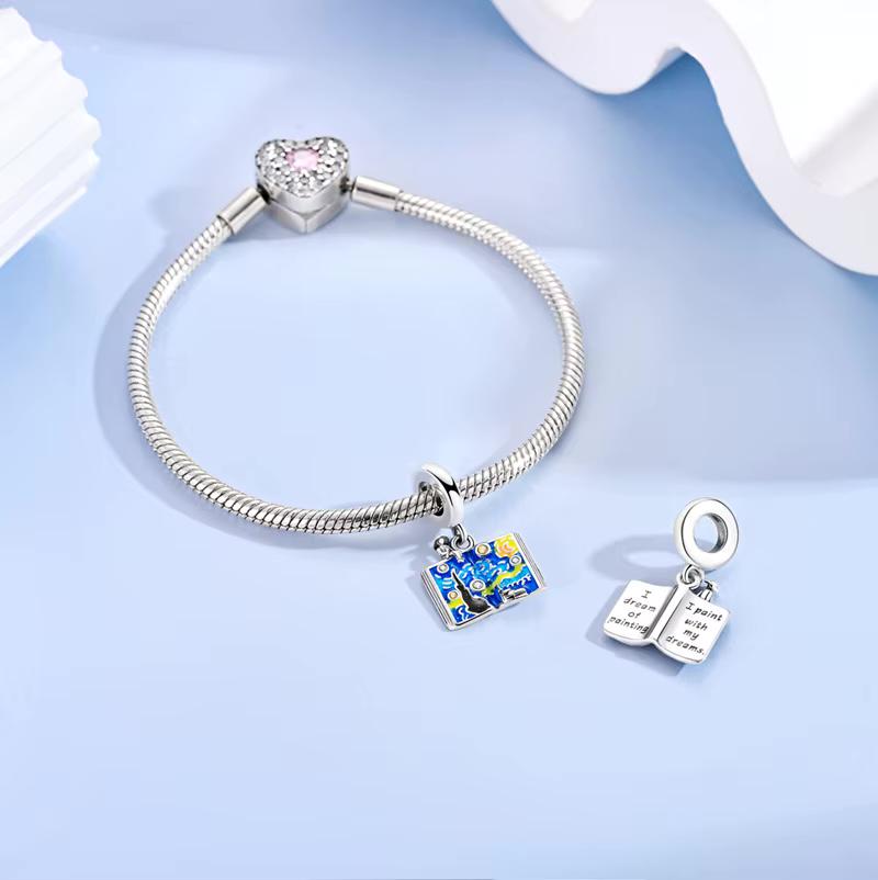 Van Gogh Starry Night Book sterling silver charm view 6