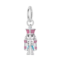 Nutcracker Pandora Charm | Pink Ballet Soldier | 925 Silver Dangle | Christmas Bead