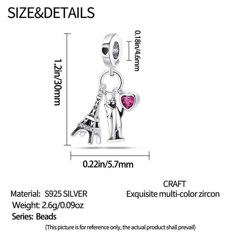 Paris New York sterling silver charm view 5