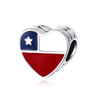 Chile Pandora Charm | Chilean Flag Heart | Silver Bead | South America Travel Gift