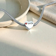 Chile Pandora Charm | Chilean Flag Heart | Silver Bead | South America Travel Gift