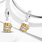 Beer Mug Pandora Charm | Oktoberfest Stein | Yellow Enamel Ale | Silver Dangle | Pub Drinker Gift