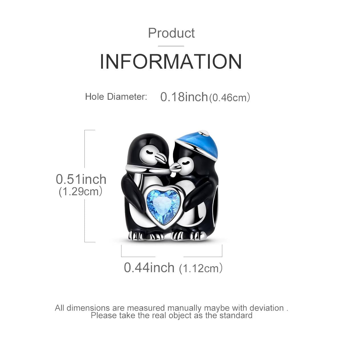 Penguin Couple sterling silver charm view 6