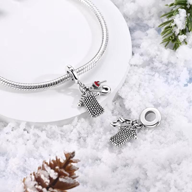 Knitting Needle sterling silver charm view 6
