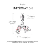 Japan Pandora Charm | Sakura Fan Geta Sandal | Pink Cherry Blossom | Silver Dangle | Tokyo Travel Gift