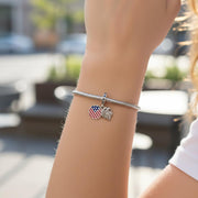 USA Pandora Charm | American Flag Eagle | Silver Dangle | 4th of July Bead | Veteran Gift