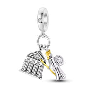 Greece Pandora Charm | Athena Goddess Parthenon | Silver Dangle | Gold Spear | Athens Travel Gift