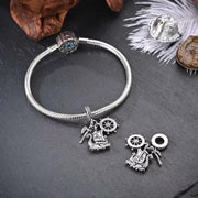 Norway Pandora Charm | Viking Longship Axe | Runic Shield | Silver Dangle | Scandi Mythology Gift