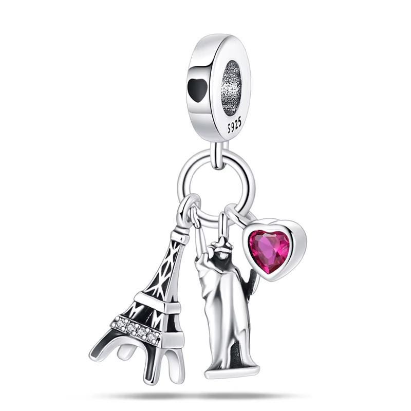 Paris New York 925 sterling silver charm