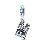 France Pandora Charm | Notre Dame Cathedral | Paris Landmark | Silver Dangle | Blue Rose Window