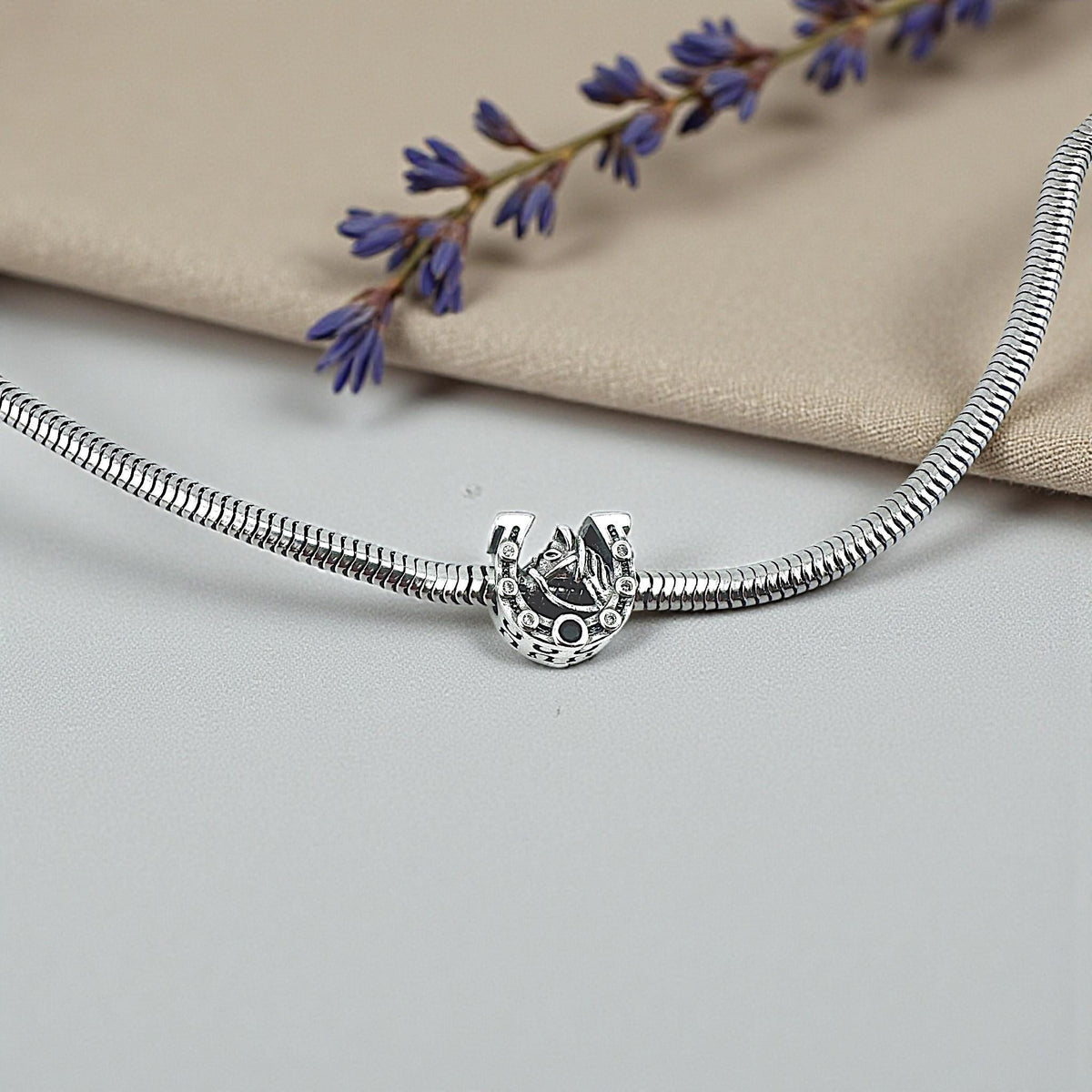 Horse Horseshoe charm detail view