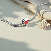 Chile Pandora Charm | Chilean Flag Heart | Silver Bead | South America Travel Gift