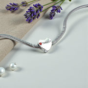 Turkey Pandora Charm | Turkish Flag Heart | Red Moon Star | Istanbul Travel Souvenir | National Gift