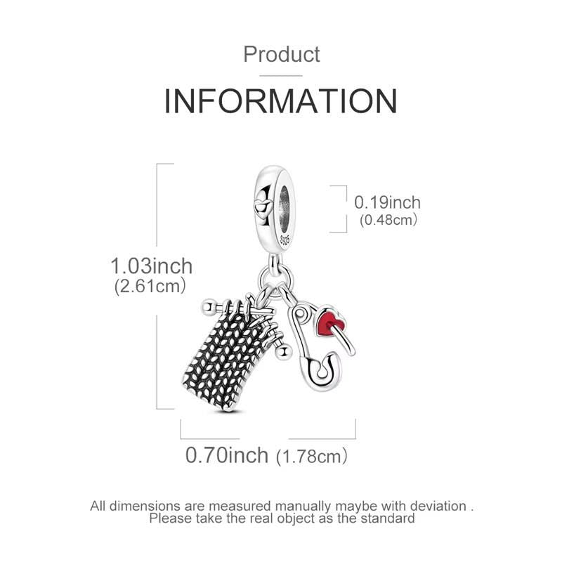 Knitting Needle sterling silver charm view 5