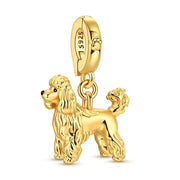 Gold Poodle Pandora Charm | Goldendoodle Labradoodle Dog | 14k Plated Dangle | Puppy Lover Gift