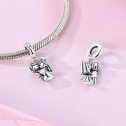 Wedding Couple Pandora Charm | Bride Groom Pink Heart | Just Married Gift | Anniversary Jewelry