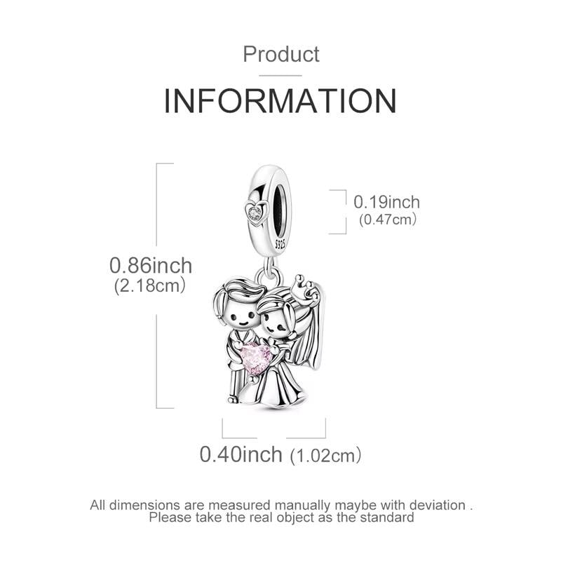Wedding Couple sterling silver charm view 6