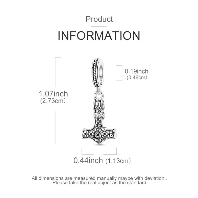 Thor Hammer sterling silver charm view 5
