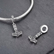 Thor's Hammer Pandora Charm | Mjolnir Viking Pendant | Silver Norse Mythology Jewelry | Men's Protection Amulet